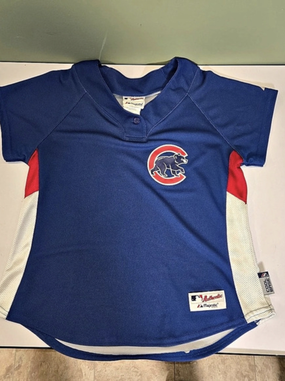 Majestic Chicago Cubs Cool Base Batting Practice Jersey Blue Pullover Size M